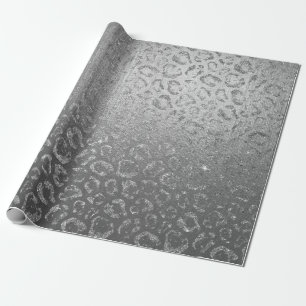 Silver Shiny Leopard Animal Skin Vip Wrapping Paper