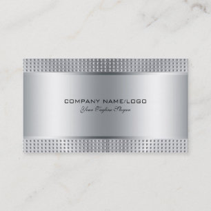 Silver Shiny Metallic Design-Stainless Steel Look Business Card