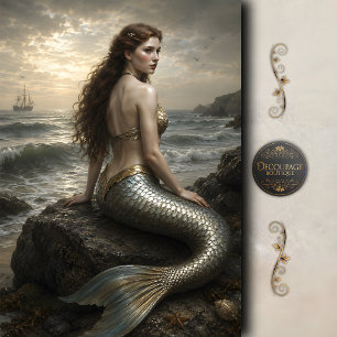 Silver Shore Siren Decoupage Tissue Paper