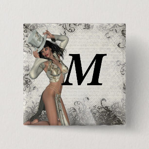 Silver showgirl 15 cm square badge