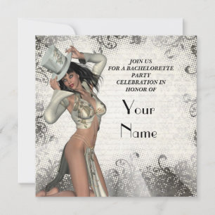 Silver showgirl bachelorette party invitation