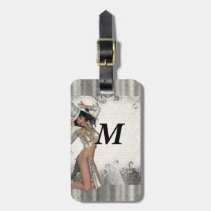 Silver showgirl luggage tag