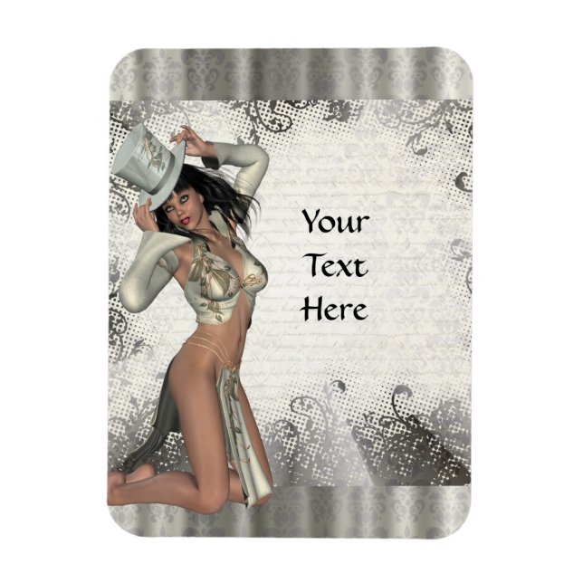 Silver showgirl magnet (Vertical)