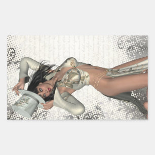 Silver showgirl rectangular sticker