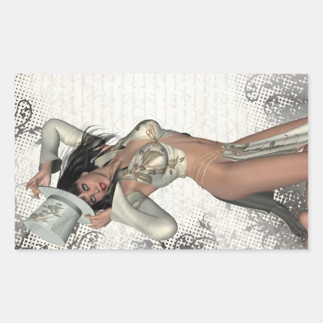 Silver showgirl rectangular sticker (Front)