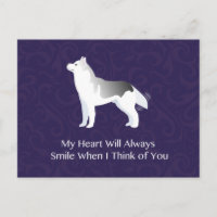 Silver Siberian Husky Dog Thinking of You