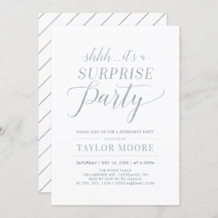 Silver Simple Modern Surprise Retirement Party Invitation