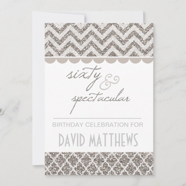 Silver Sixty and Spectacular Birthday Invite (Front)