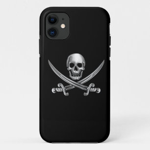 Silver Skull and Crossed Swords iPhone 11 Case
