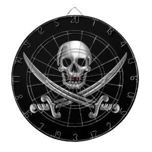 Silver Skull and Crossed Swords Dartboard