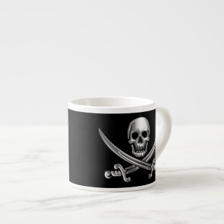 Silver Skull and Crossed Swords Espresso Cup