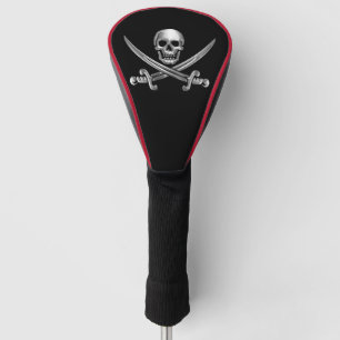 Silver Skull and Crossed Swords Golf Head Cover