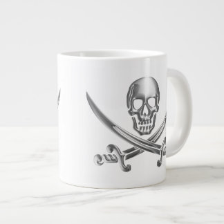 Silver Skull and Crossed Swords Large Coffee Mug
