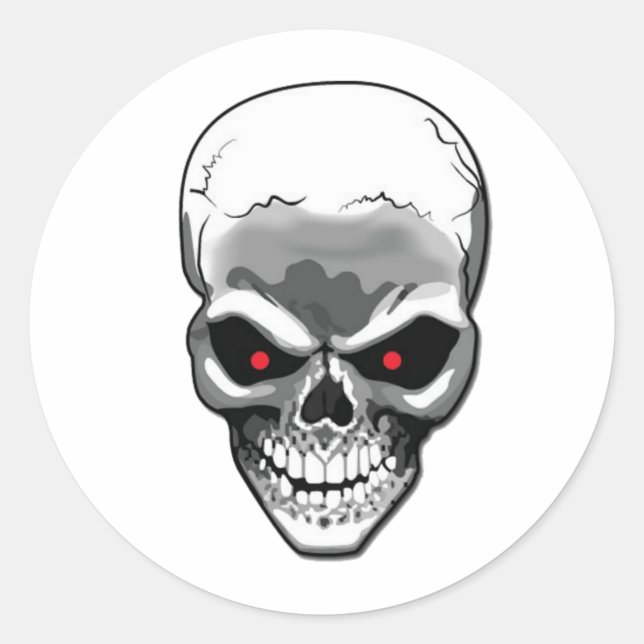 Silver Skull Classic Round Sticker (Front)