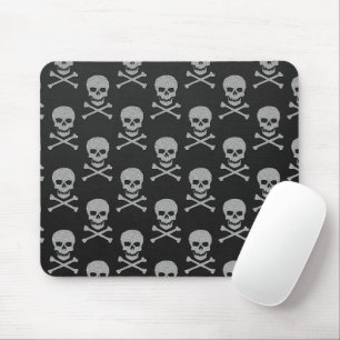 Silver Skull & Crossbones Halloween Mouse Mat