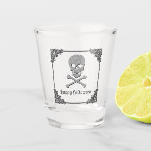 Silver Skull & Crossbones Halloween Shot Glass