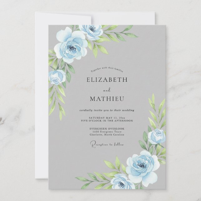 Silver Sky Foliage Eucalyptus Wedding Invitation (Front)