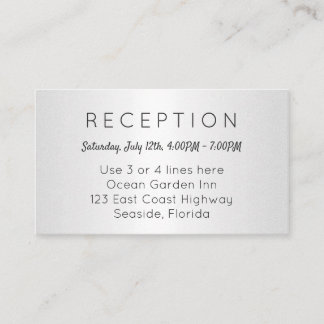 Silver Small Reception Cards Venue Address