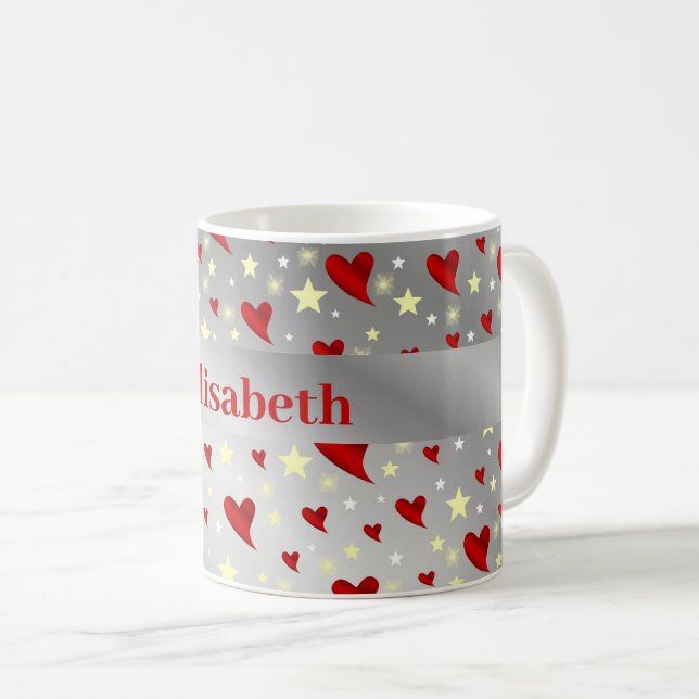 silver,smile, coloured, hearts, gold, mask, happy, coffee mug (Front Right)