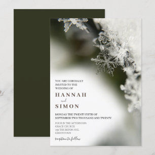 Silver Snow Christmas Winter Wedding Invitation