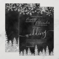 Silver snow pine black Christmas winter wedding
