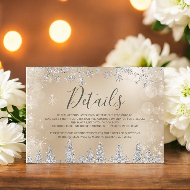 Silver snow pine gold Christmas winter details Enclosure Card (Silver snow pine gold Christmas winter details Enclosure Card)