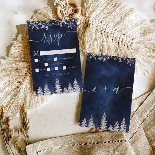 Silver snow pine navy Christmas winter rsvp