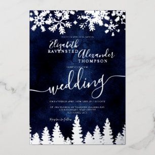 Silver snow pine navy Christmas winter wedding