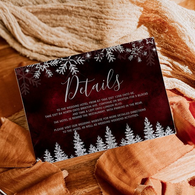Silver snow pine red Christmas winter details Enclosure Card (Silver snow pine red Christmas winter details Enclosure Card)