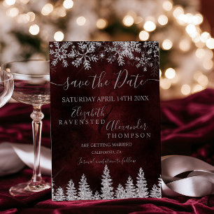 Silver snow pine red Christmas winter wedding Invitation