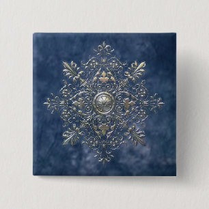 Silver Snowflake 15 Cm Square Badge