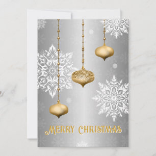 Silver Snowflake and Ornament Christmas Card