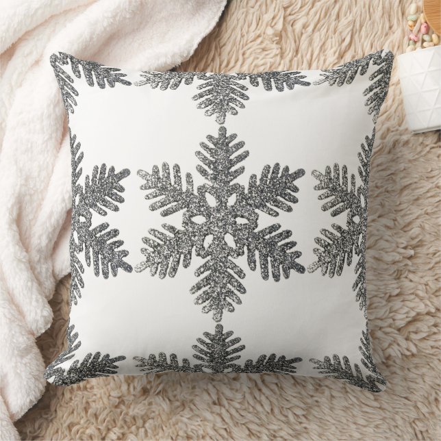 Silver Snowflake Christmas Pillow by Tell 3 People (Blanket)