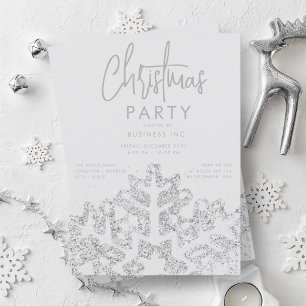 Silver Snowflake Corporate Christmas Party Invitation
