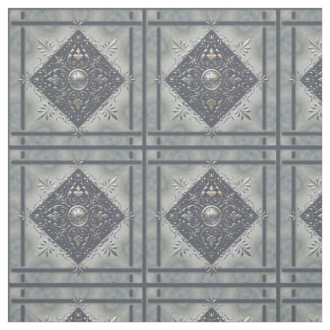Silver Snowflake Denim Look Fabric (Swatch)