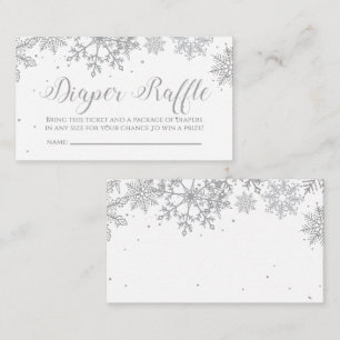 Silver Snowflake Diaper Raffle Enclosure Card