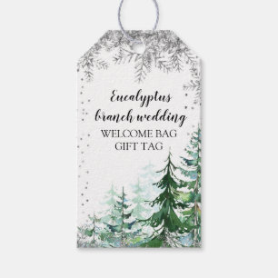 Silver snowflake forest Favour Gift Tag