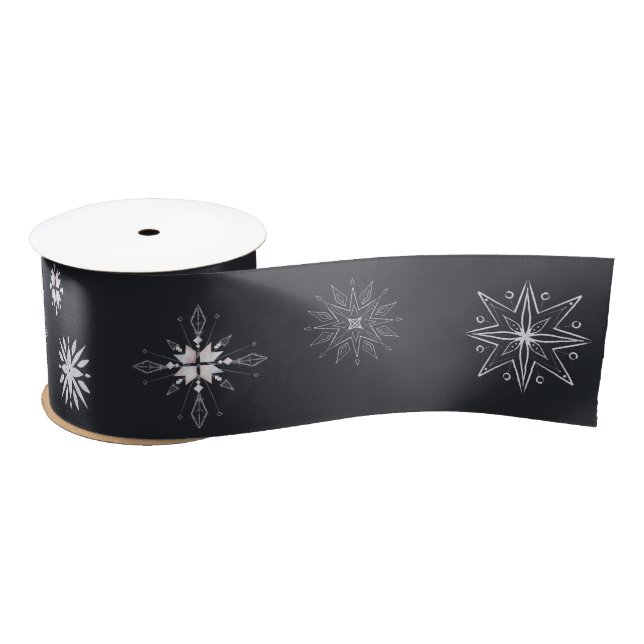 Silver Snowflake Holiday Satin Ribbon (Spool)