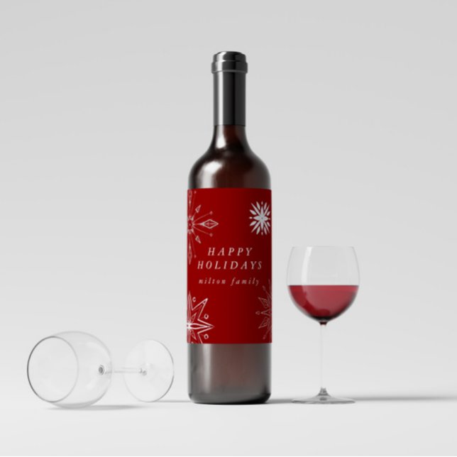 Silver Snowflake Holiday Wine Label (Creator Uploaded)