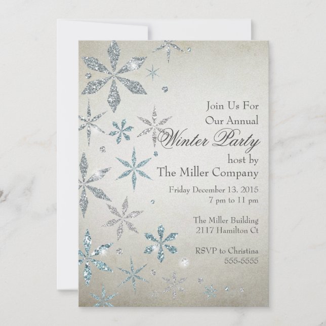 Silver Snowflake Invitation (Front)