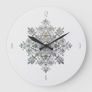 Silver Snowflake Large Clock