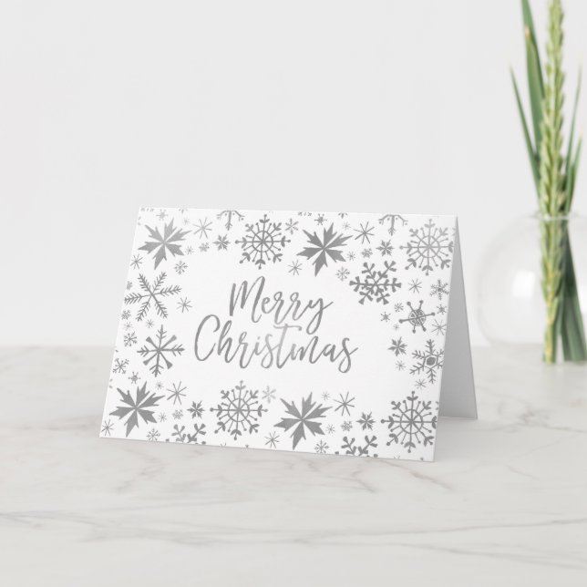 Silver Snowflake Merry Christmas Cards (Front)