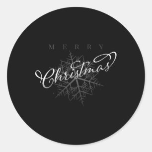 Silver Snowflake Merry Christmas Classic Round Sticker