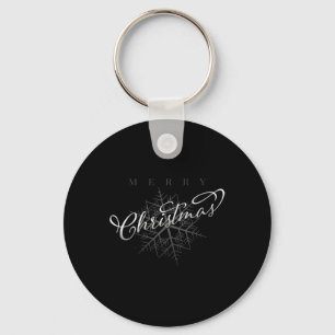 Silver Snowflake Merry Christmas  Key Ring