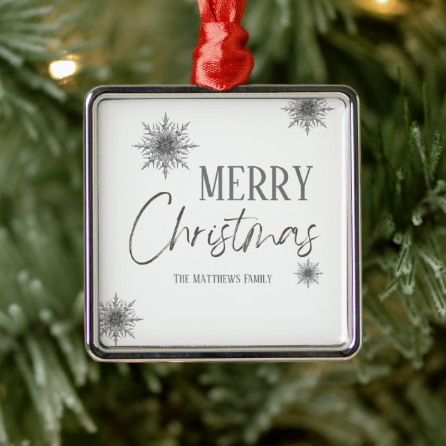 Silver Snowflake Merry Christmas  Metal Tree Decoration (Tree)