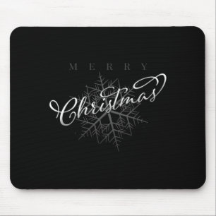 Silver Snowflake Merry Christmas Mouse Mat