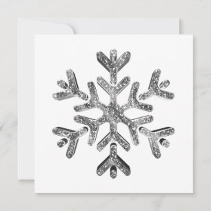 Silver Snowflake Modern Elegant Christmas Holiday Card