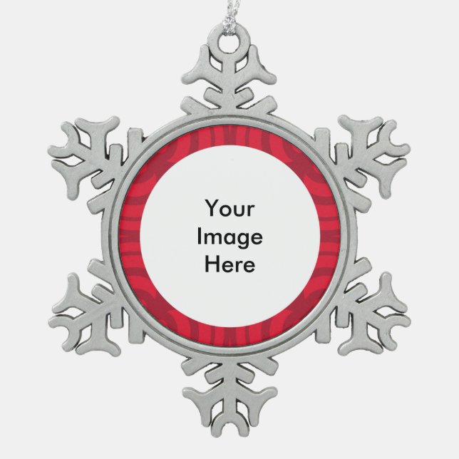 Silver Snowflake Ornament with Red Frame (Front)