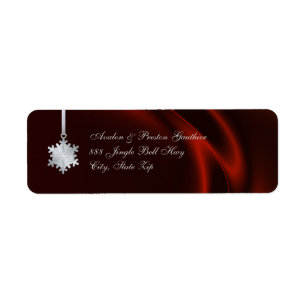 Silver Snowflake Red Silk Holiday Address Labels
