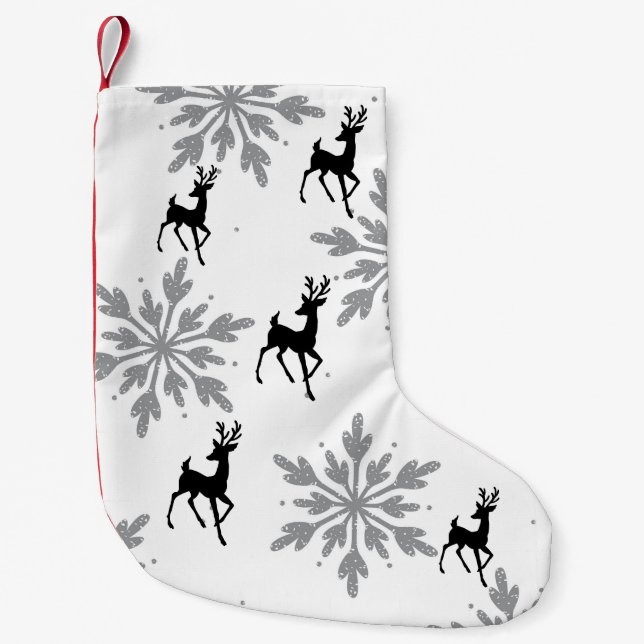 Silver Snowflake/ Reindeer Christmas Stocking (Front)